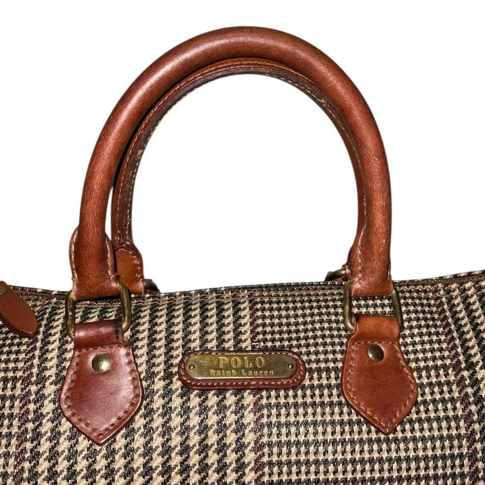 Polo Ralph Lauren Vintage Boston Duffel Top Handle Houndstooth Travel Bag - Picture 8 of 16